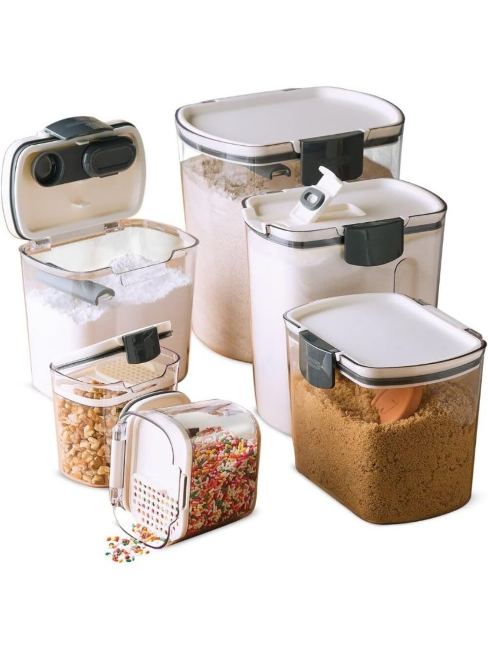 Airtight Kitchen Storage Canister Set for Flour, Sugar & More - 6-Piece